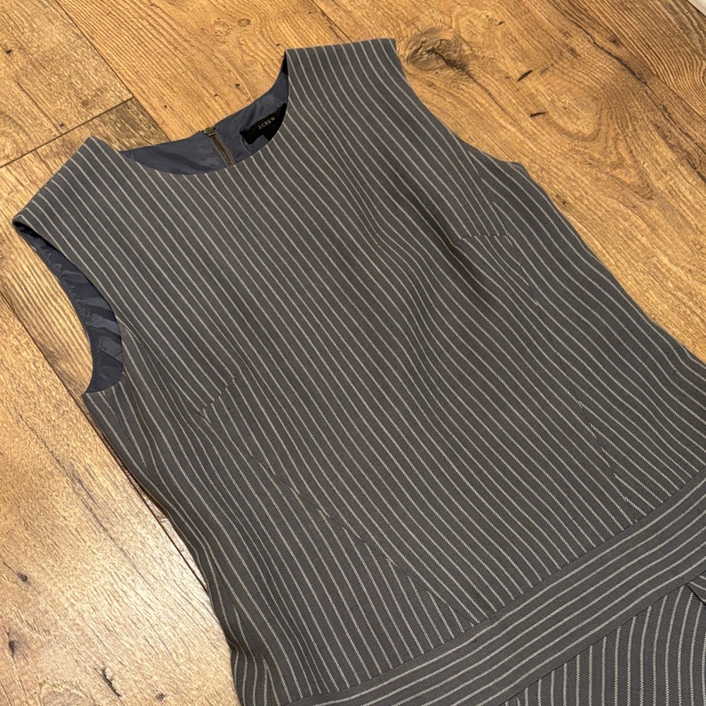 J. Crew Charcoal Pinstripe Drop Waist Dress